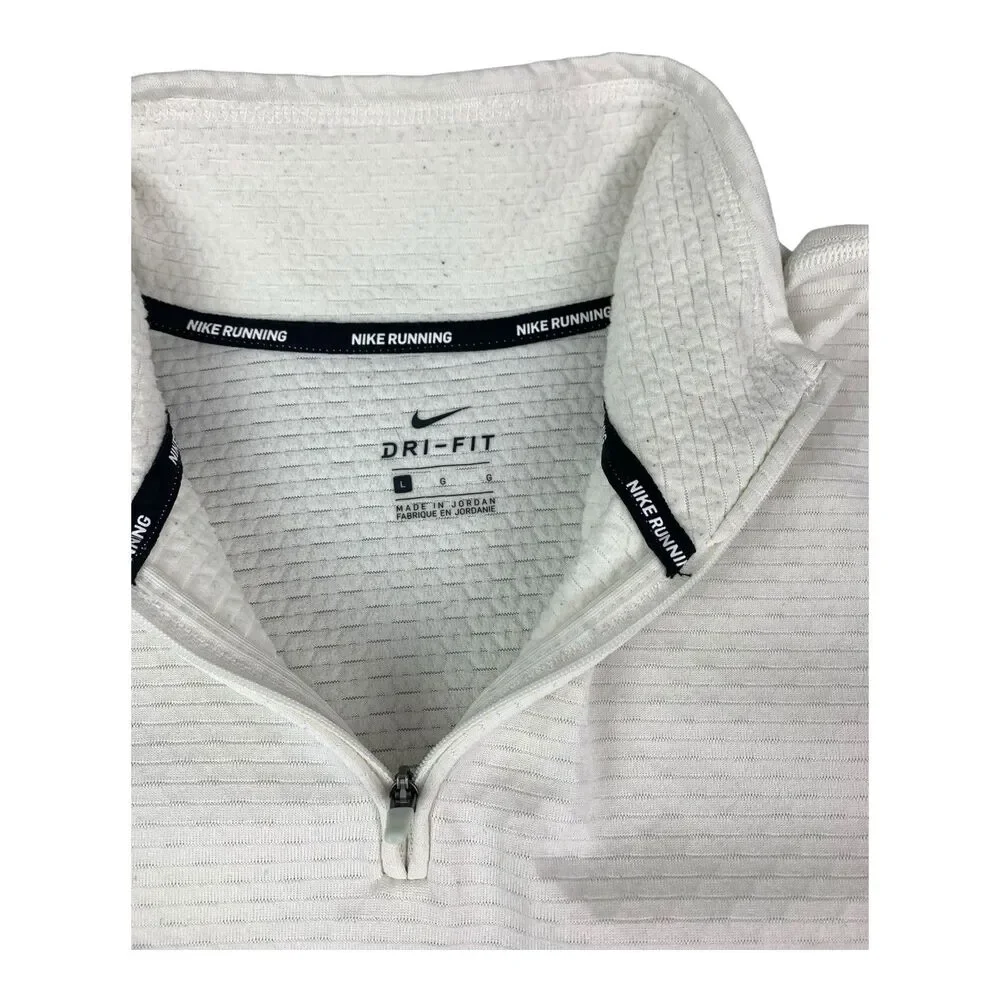Nike Running Dri Fit Women’s 1/4 Zip Pullover Top, White, Size Large